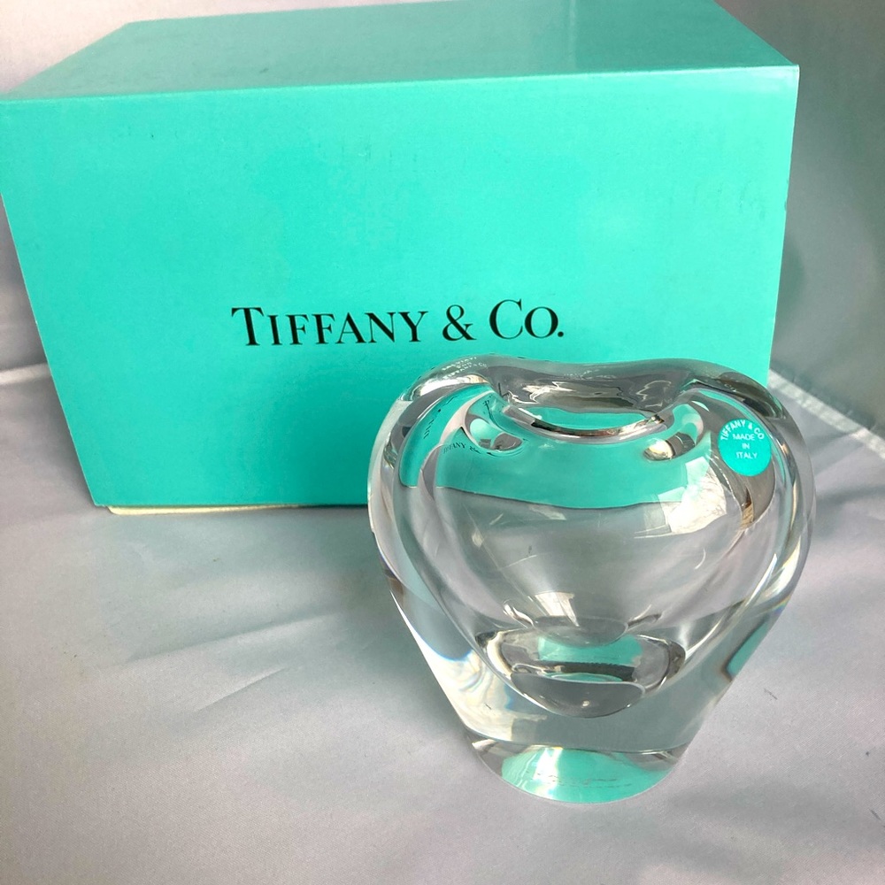 Tiffany & Co. Heart Vase Vintage Murano Salviati Glass w/original box & docs